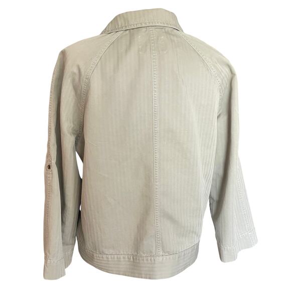 Ann Taylor Loft Lt Olive Green Utility Jacket MED Moto Casual Fall Grunge Cargo - Picture 4 of 9